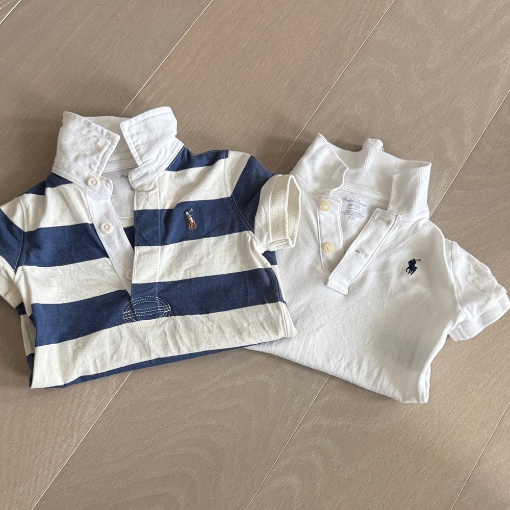 Polo by Ralph Lauren Blue Striped and White Kids Polos